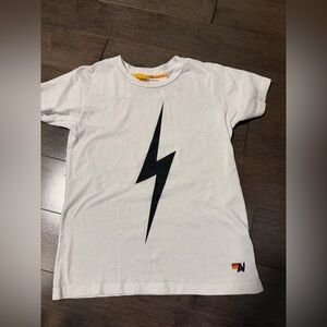 Aviator Nation Kids White Tee with Black Lightning Bolt